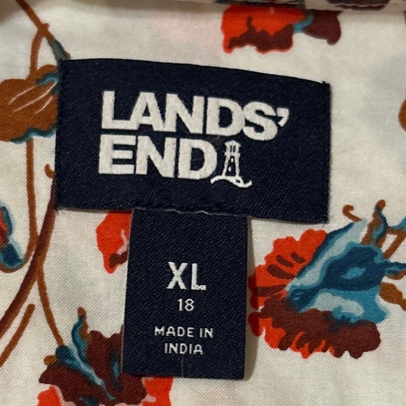 Land’s End Floral Dip-Dye Roll-Tab Poplin Boyfriend Tunic Shirt Size XL - Picture 3 of 6